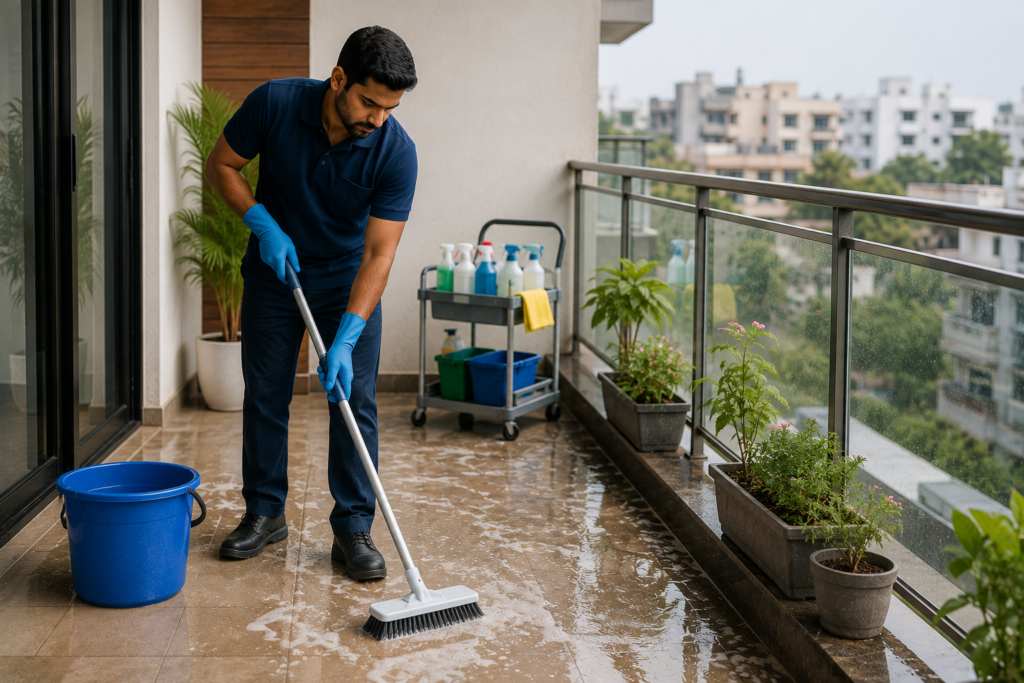Professional balcony cleaning services in Guntur by Haimi Cleaning Services