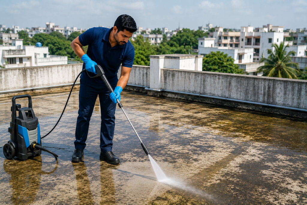 Professional roof cleaning services in Guntur by Haimi Cleaning Services