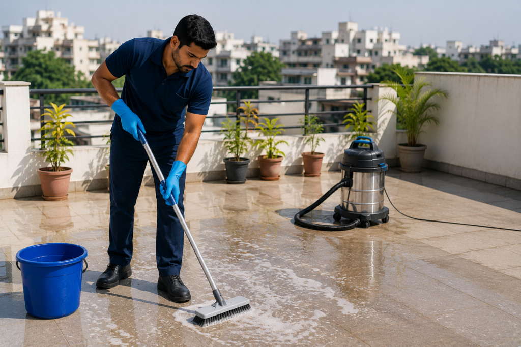 Professional terrace cleaning services in Guntur by Haimi Cleaning Services