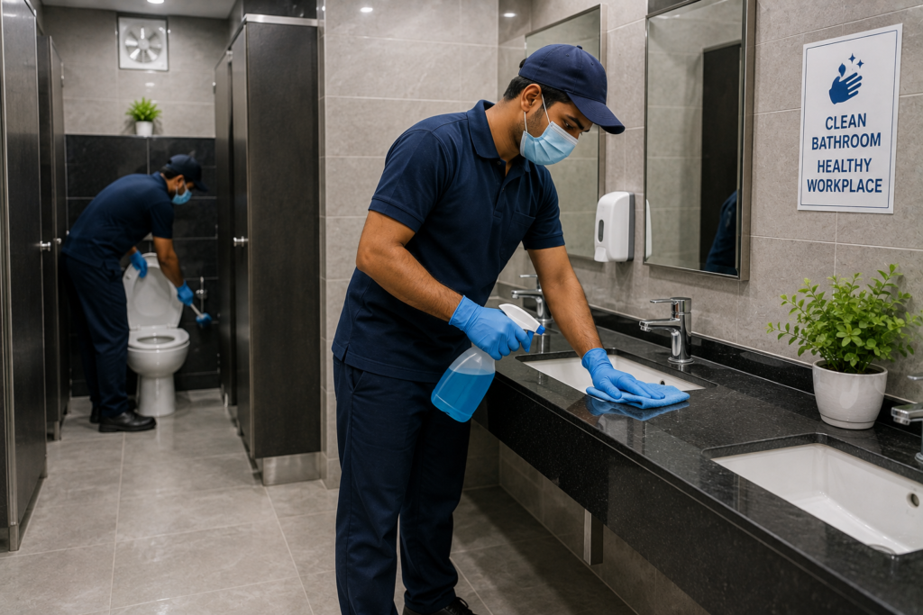 Professional commercial bathroom cleaning services in Guntur by Haimi Cleaning Services