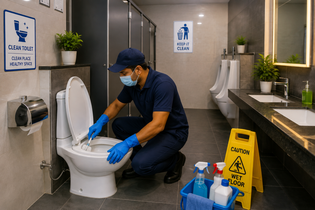 Professional commercial toilet cleaning services in Guntur by Haimi Cleaning Services