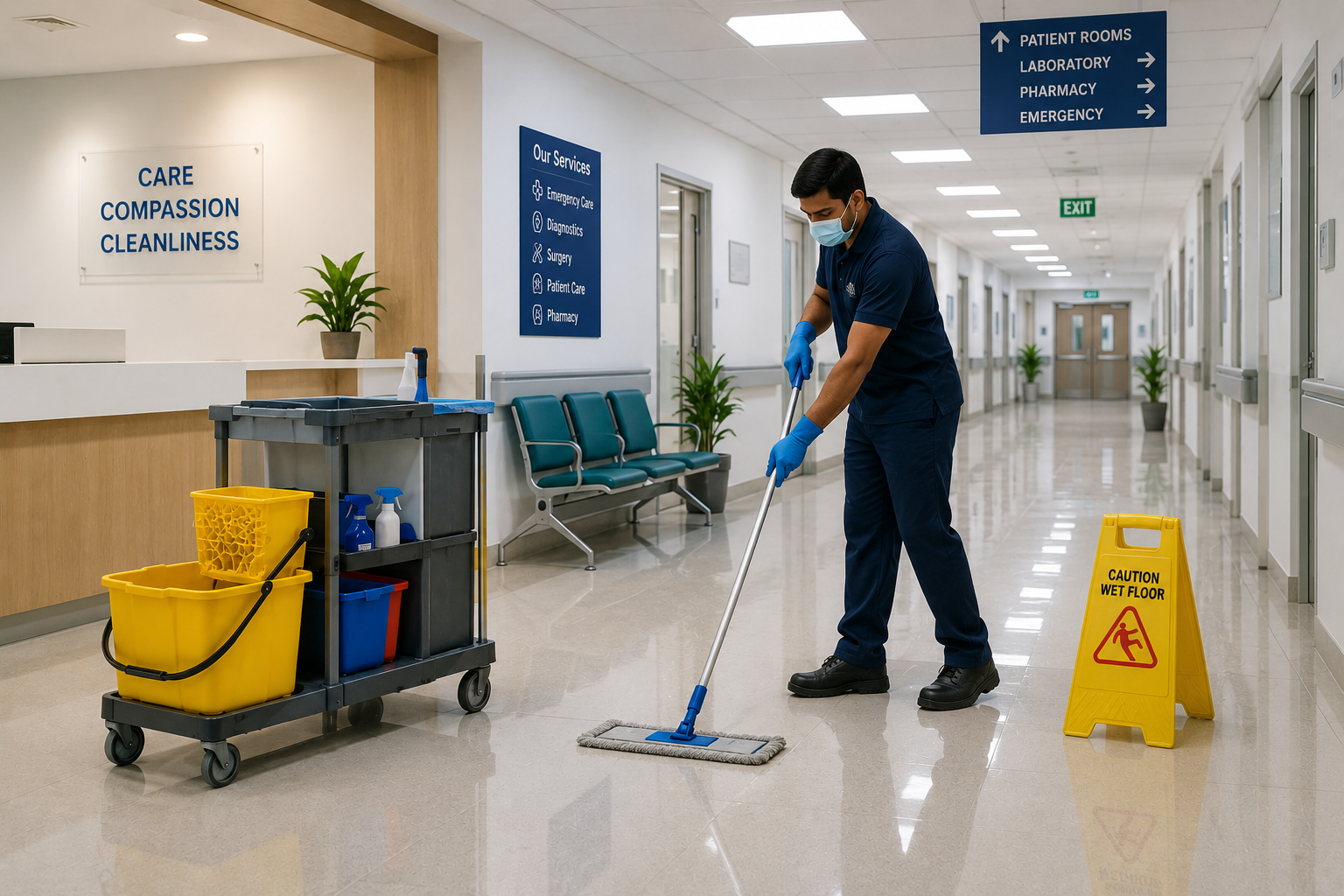 Professional hospital cleaning services in Guntur by Haimi Cleaning Services