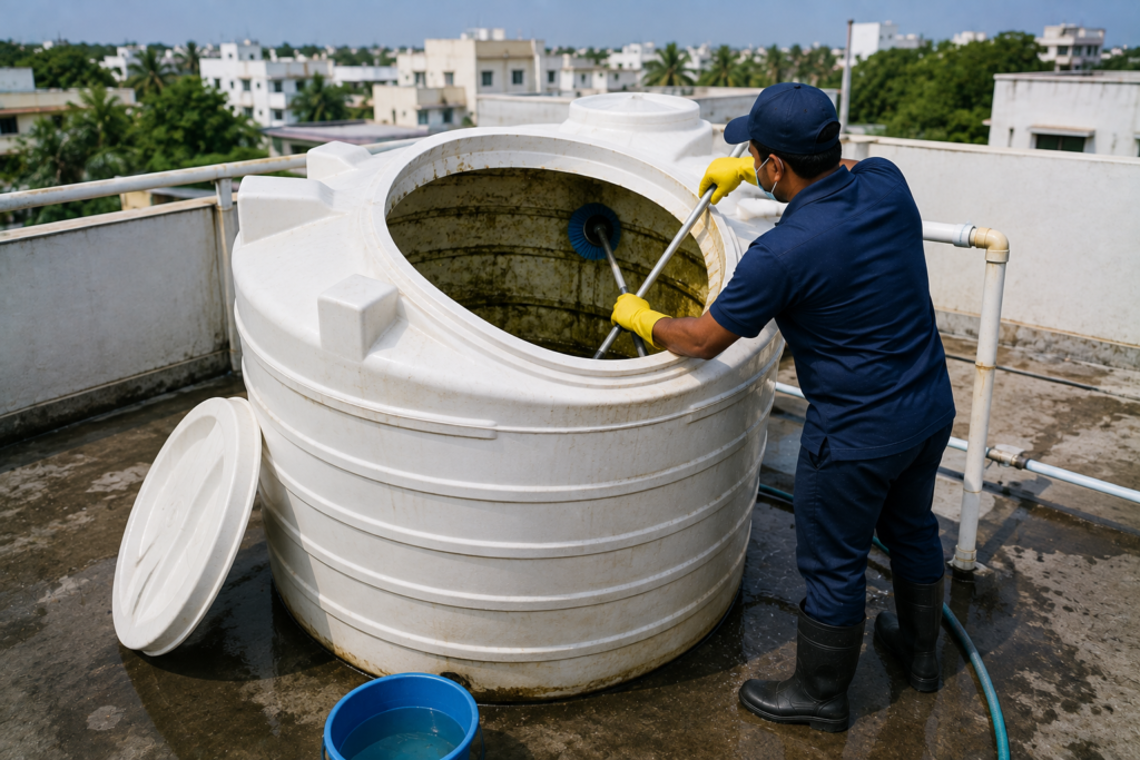 Professional PVC water tank cleaning services in Guntur by Haimi Cleaning Services