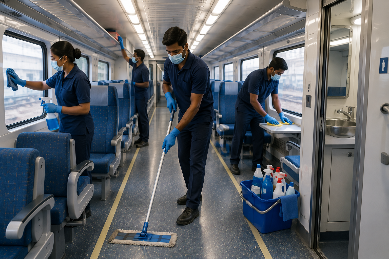 Railway coach cleaning services in Guntur by Haimi Cleaning Services