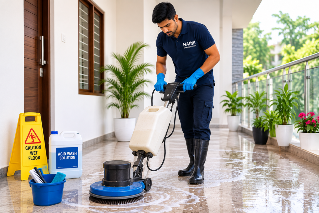 Professional residential acid wash cleaning services in Guntur by Haimi Cleaning Services