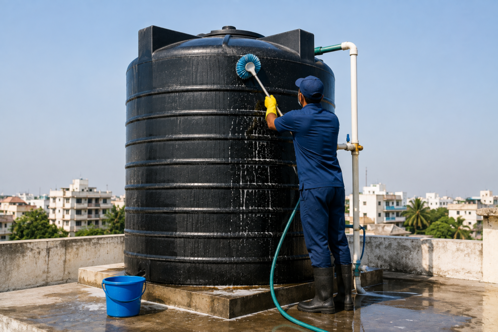 Professional residential water tank cleaning services in Guntur by Haimi Cleaning Services