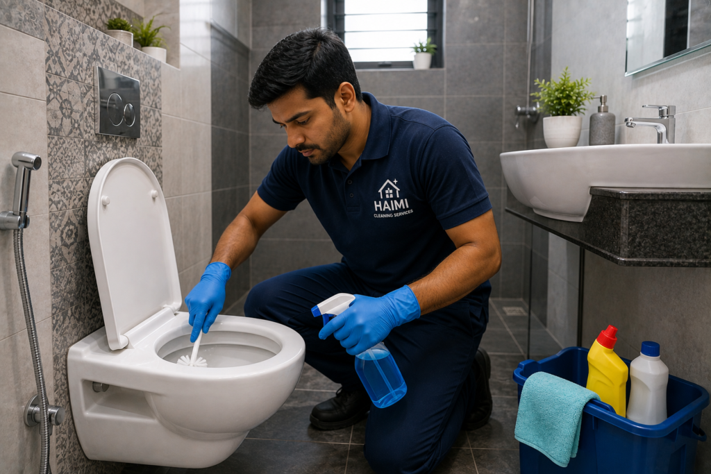 Professional toilet deep cleaning services in Guntur by Haimi Cleaning Services
